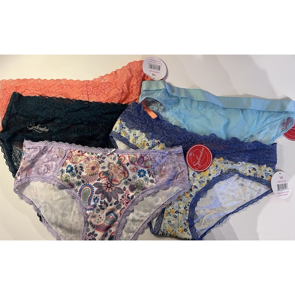 5 Pairs NWT Splendies Underwear Panties Size 1x